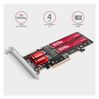 AXAGON PCEM2-ND, PCIe x8 řadič - 2x M.2 NVMe M-key slot, RAID, podpora desek bez bifurkace, vč. LP