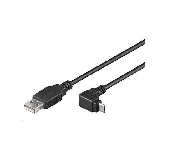 PremiumCord Kabel micro USB 2.0, A-B, konektor do úhlu 90° 1m (černý)