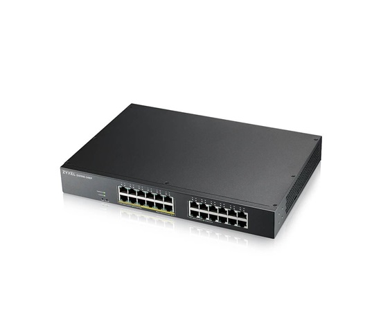 Zyxel GS1915-24EP, 24-port GbE, 12 port PoE, 130 Watt 802.3at, rackmount, fanless, Smart hybrid mode Switch, standalone