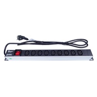 PremiumCord Panel napájecí do 19" racku 1U, 9xIEC (C13), 2m kabel,vypínač