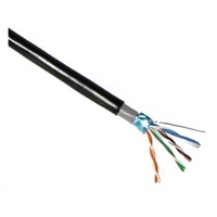 BAZAR - FTP kabel LYNX Cat5E, drát, dvojitý venkovní PE+PVC, černý, 305m cívka - poškozený obal