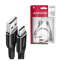AXAGON BUCM-AM15AB, HQ kabel USB-C <-> USB-A, 1.5m, USB 2.0, 3A, ALU, oplet, černý
