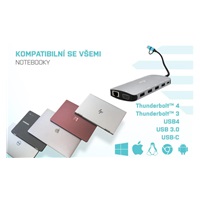 i-tec USB 3.0 USB-C/Thunderbolt 3x Display Metal Nano Dock with LAN, PD 100 W