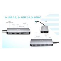 i-tec USB 3.0 USB-C/Thunderbolt 3x Display Metal Nano Dock with LAN, PD 100 W