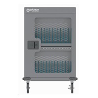 MANHATTAN nabíjecí vozík - 32 portů USB-C, 576 W, přepěťová ochrana, tichá ventilace, kovové pouzdro, černá