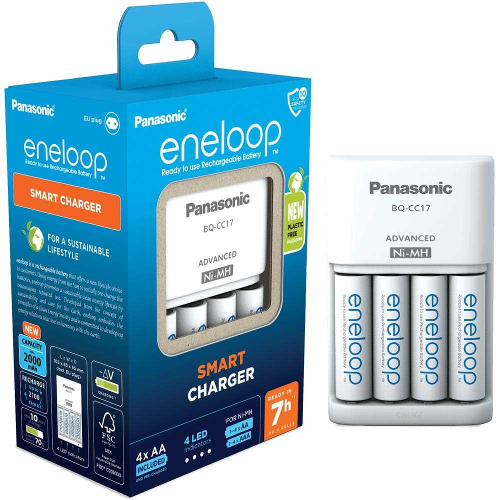 PANASONIC Eneloop - nabíječka + baterie - light blue