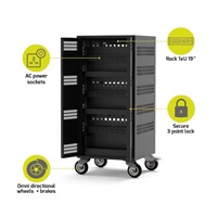 PORT nabíjecí skříňka pro 30 notebooků + 1 Rack U19", černá-béžová