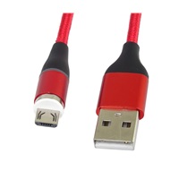 PremiumCord Magnetický micro USB a USB-C nabíjecí a datový kabel, 1m, červená