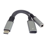 PremiumCord Redukce USB-C /3,5mm jack s DAC chipem + USB-C pro nabíjení 13cm