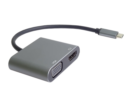 PremiumCord MST adaptér USB-C na HDMI + VGA, rozlišení 4K a FULL HD 1080p