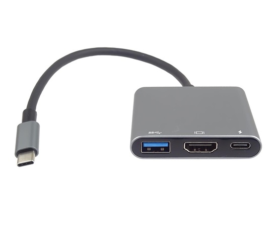 PremiumCord Adaptér USB-C na HDMI + USB3.0 + PD, rozlišení 4K a FULL HD 1080p