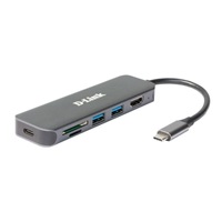 D-Link DUB-2327 USB-C Hub with HDMI and SD/microSD Card Reader, 2x USB3.0, mini docking station