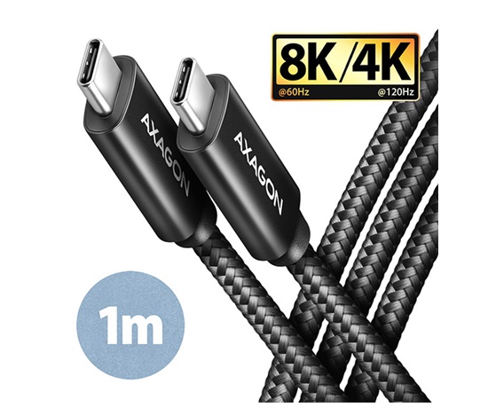 AXAGON BUCM432-CM10AB, NewGEN+ kabel USB-C <-> USB-C, 1m, USB4 Gen 3×2, PD 100W 5A, 8K HD, ALU, oplet, černý