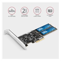 AXAGON PCES-SA4M2, PCIe řadič - 2x interní SATA 6G port + 2x SATA M.2 slot, ASM1164, SP & LP