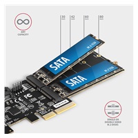 AXAGON PCES-SA4M2, PCIe řadič - 2x interní SATA 6G port + 2x SATA M.2 slot, ASM1164, SP & LP