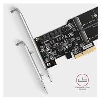 AXAGON PCES-SA4M2, PCIe řadič - 2x interní SATA 6G port + 2x SATA M.2 slot, ASM1164, SP & LP