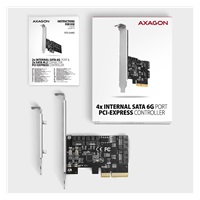AXAGON PCES-SA4X4, PCIe řadič - 4x interní SATA 6G port, ASM1164, SP & LP