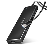 AXAGON HUE-F7A, 7x USB 3.2 Gen 1 ALU FLAT CHARGING hub, micro USB napájecí konektor, kabel USB-A 1m