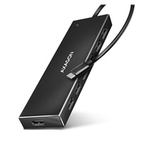 AXAGON HUE-F7C, 7x USB 3.2 Gen 1 ALU FLAT CHARGING hub, micro USB napájecí konektor, kabel USB-C 30cm