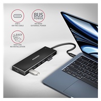 AXAGON HUE-F7C, 7x USB 3.2 Gen 1 ALU FLAT CHARGING hub, micro USB napájecí konektor, kabel USB-C 30cm