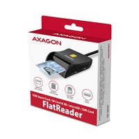 AXAGON CRE-SM3SD, USB-A FlatReader 4-slot čtečka Smart card (eObčanka) + SD/microSD/SIM, kabel 1.3 m
