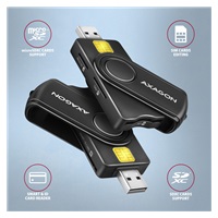 AXAGON CRE-SMP2A, USB-A PocketReader 4-slot čtečka Smart card (eObčanka) + SD/microSD/SIM
