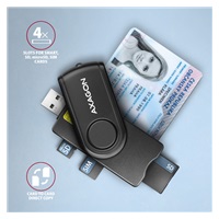 AXAGON CRE-SMP2A, USB-A PocketReader 4-slot čtečka Smart card (eObčanka) + SD/microSD/SIM