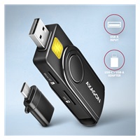 AXAGON CRE-SMP2A, USB-A PocketReader 4-slot čtečka Smart card (eObčanka) + SD/microSD/SIM