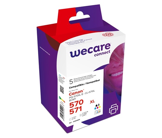 WECARE ARMOR cartridge pro CANON Pixma MG5751Sada (PGI-570XL+CLI-571XL CMYK) Black+C+M+Y+K, 1x22 ml, 4x11 ml