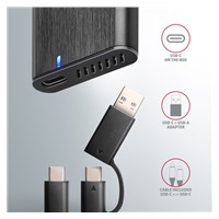 AXAGON EEM2-SB2, USB-C 3.2 Gen 2 - M.2 NVMe & SATA SSD kovový RAW box, bezšroubkový, černý