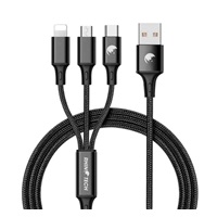 RhinoTech nabíjecí a datový kabel 3v1 USB-A (MicroUSB + Lightning + USB-C) 1,2m černá
