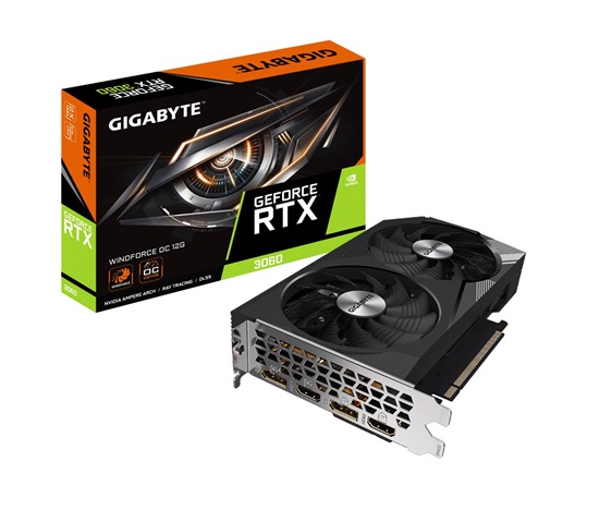 GIGABYTE VGA NVIDIA GeForce RTX 3060 WINDFORCE OC 12G, RTX 3060, 12GB GDDR6, 2xDP, 2xHDMI