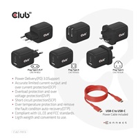 Club3D cestovní nabíječka 65W GAN technologie, 3 porty (2xUSB-C + USB-A), PPS, Power Delivery(PD) 3.0 Support
