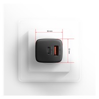 AXAGON ACU-PQ30, Sil nabíječka do sítě 30W, 2x port (USB-A + USB-C), PD3.0/PPS/QC4+/SFC/AFC/Apple, černá