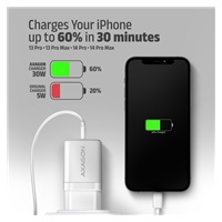 AXAGON ACU-PQ30W, Sil nabíječka do sítě 30W, 2x port (USB-A + USB-C), PD3.0/PPS/QC4+/SFC/AFC/Apple, bílá