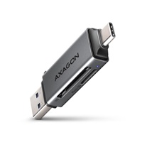AXAGON CRE-DAC, USB-C + USB-A, 5 Gbps - MINI čtečka karet, 2-slot & lun SD/microSD, podpora UHS-I