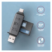 AXAGON CRE-DAC, USB-C + USB-A, 5 Gbps - MINI čtečka karet, 2-slot & lun SD/microSD, podpora UHS-I