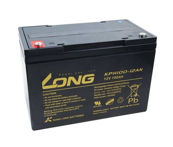 LONG baterie 12V 100Ah M6 HighRate LongLife 12 let (KPH100-12AN)