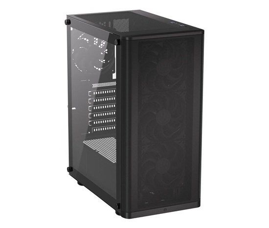 BAZAR - Endorfy skříň Ventum 200 Air/ 4x120mm PWM fan / 2xUSB / tvrzené sklo / černá - Poškozený obal