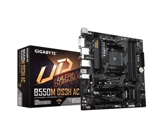 GIGABYTE MB Sc AM4 B550M DS3H AC, 4xDDR4, 1xDP, 1xHDMI, 1xDVI-D, Wi-Fi, mATX