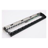19" modulární stíněný patch panel XtendLan 24port, 4x vyjímatelný modul, černý
