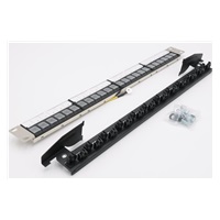 19" modulární stíněný patch panel XtendLan 24port, 4x vyjímatelný modul, černý