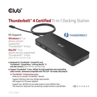 Club3D Dokovací stanice Thunderbolt 4 certifikovaný 11v1, 3xUSB-C, 3xUSB-A, PD