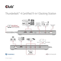 Club3D Dokovací stanice Thunderbolt 4 certifikovaný 11v1, 3xUSB-C, 3xUSB-A, PD