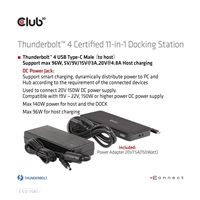 Club3D Dokovací stanice Thunderbolt 4 certifikovaný 11v1, 3xUSB-C, 3xUSB-A, PD