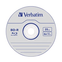 VERBATIM BD-R SL Datalife (25-pack)Blu-Ray/Spindle/6x/25GB WHITE BLUE SURFACE