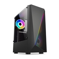 1stCOOL skříň SHARK 2, middle tower, AU, USB 3.0, bez zdroje, RGB fan, průhledná bočnice, černá