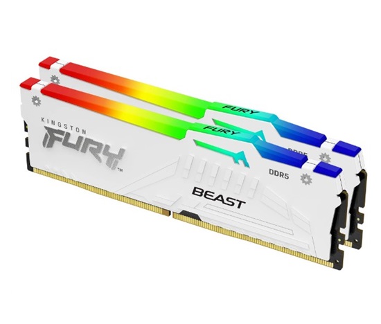 KINGSTON DIMM DDR5 64GB (Kit of 2) 5200MT/s CL36 FURY Beast Bílá RGB EXPO