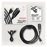AXAGON ADR-215, USB 2.0 A-M -> A-F aktivní prodlužovací / repeater kabel, 15m