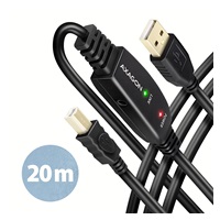 AXAGON ADR-220B, USB 2.0 A-M -> B-M aktivní propojovací / repeater kabel, 20m